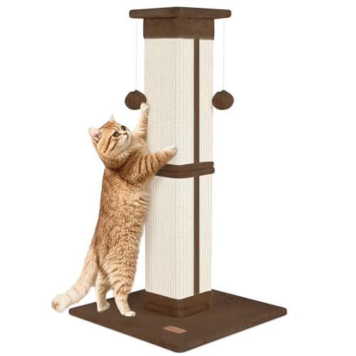 Cat Scratching Post 33 inch for Indoor Cats (Brown)