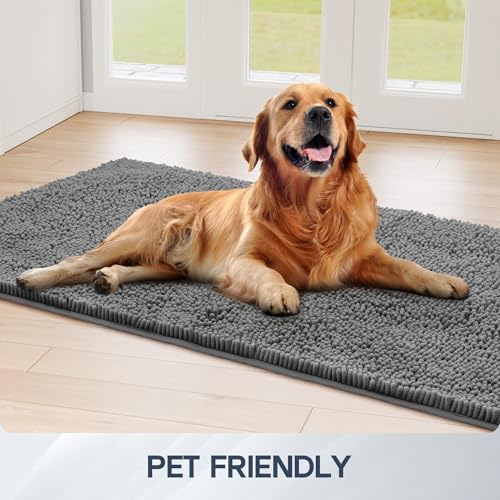 Dog Door Mat for Muddy Paws (60"x36" / Light Grey)