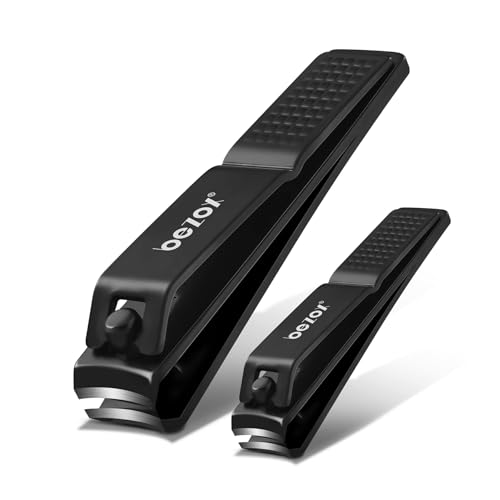 Toe Nail Clippers for Men (Black / Small - Set of 2)