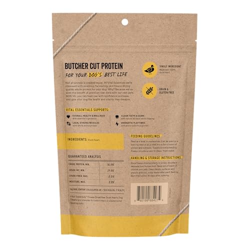 Freeze Dried Raw Duck Hearts Dog Treats (3.5 Ounce (Pack of 1))