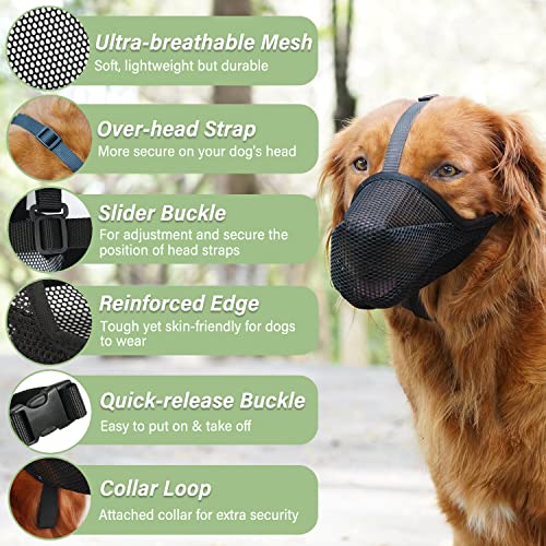 Dog Muzzle Patented Soft Mesh Muzzle for Scavenging (XS-(Snout:7½"-8¼"))