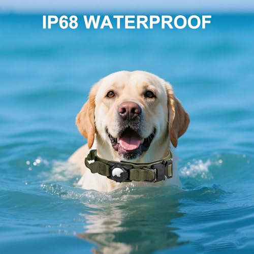 Tactical AirTag Dog Collar (M(15"-18.5") / Green)