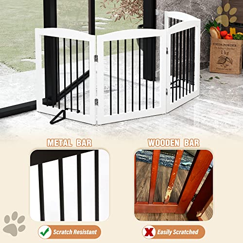 Freestanding Pet Gate for Dogs (24" Height-4 Panel / White & Black)