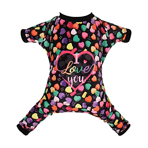 Small Dogs Outfit Soft Puppy Onesies Pjs Dog Pajamas Pet Coat Cat Apparel Comfy Doggie Jumpsuit Bodysuit for All Seasons (I love u / X-Large)