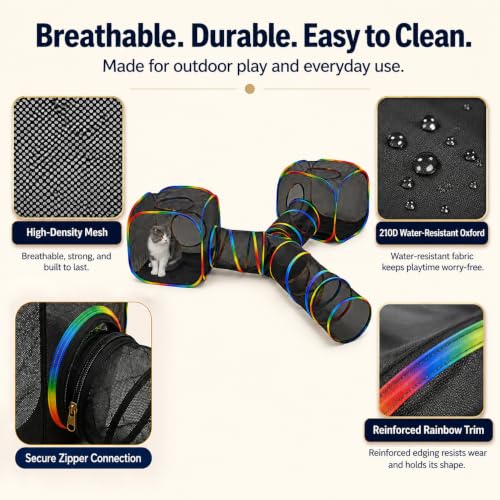 Outdoor Rainbow Cat Enclosures Playground (2 Cube+3-Way Tunnel (no tent))