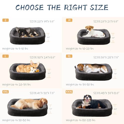 Orthopedic Dog Bed for Large Dogs Breeds (Dark Gray / 41"L x 30"W x 7.5"Th)