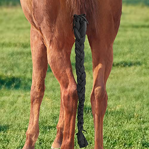 3 Tube Stretchy Fabrics Adjustable Closure Lightweight Horse Tail Bag for Horses Braid (Black)