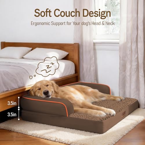 Orthopedic XL Dog Bed for Large and Extra Large Dogs (Dark Brown / 42"L x 30"W x 7.5"Th)