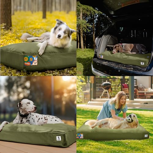 42 Inch Waterproof Indestructible Dog Bed for Extra Large Dogs (Green / X-Large)