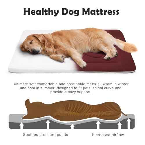 Medium Dog Bed Crate Mat 36 in Non (36.0"L x 23.0"W x 1.2"Th / Dark Red)