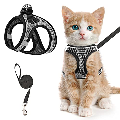 Cat Harness and Leash for Walking Escape Proof (L / Gray)