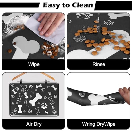 Pet Feeding Mat (18"L x 12"W / Square Black)