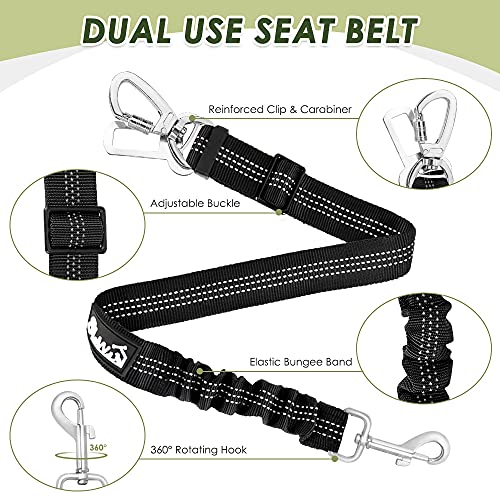 Dog Seat Belt and Harness for Car (Black / XXX-Small)