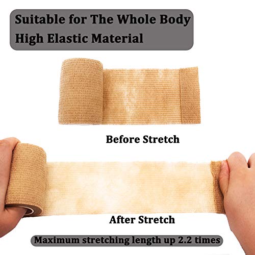 12 Rolls Elastic Self Adhesive Bandage Wrap 3 Inch (3 Inch-12 Count Color)