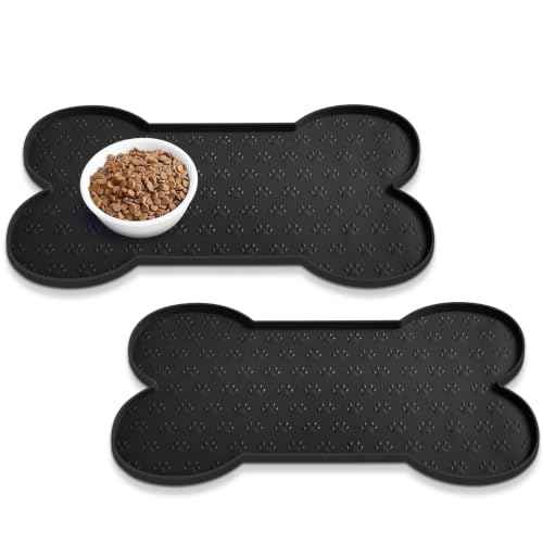 Dog Food Mat Anti (19.4" x 9.8"-2PCS / Black)