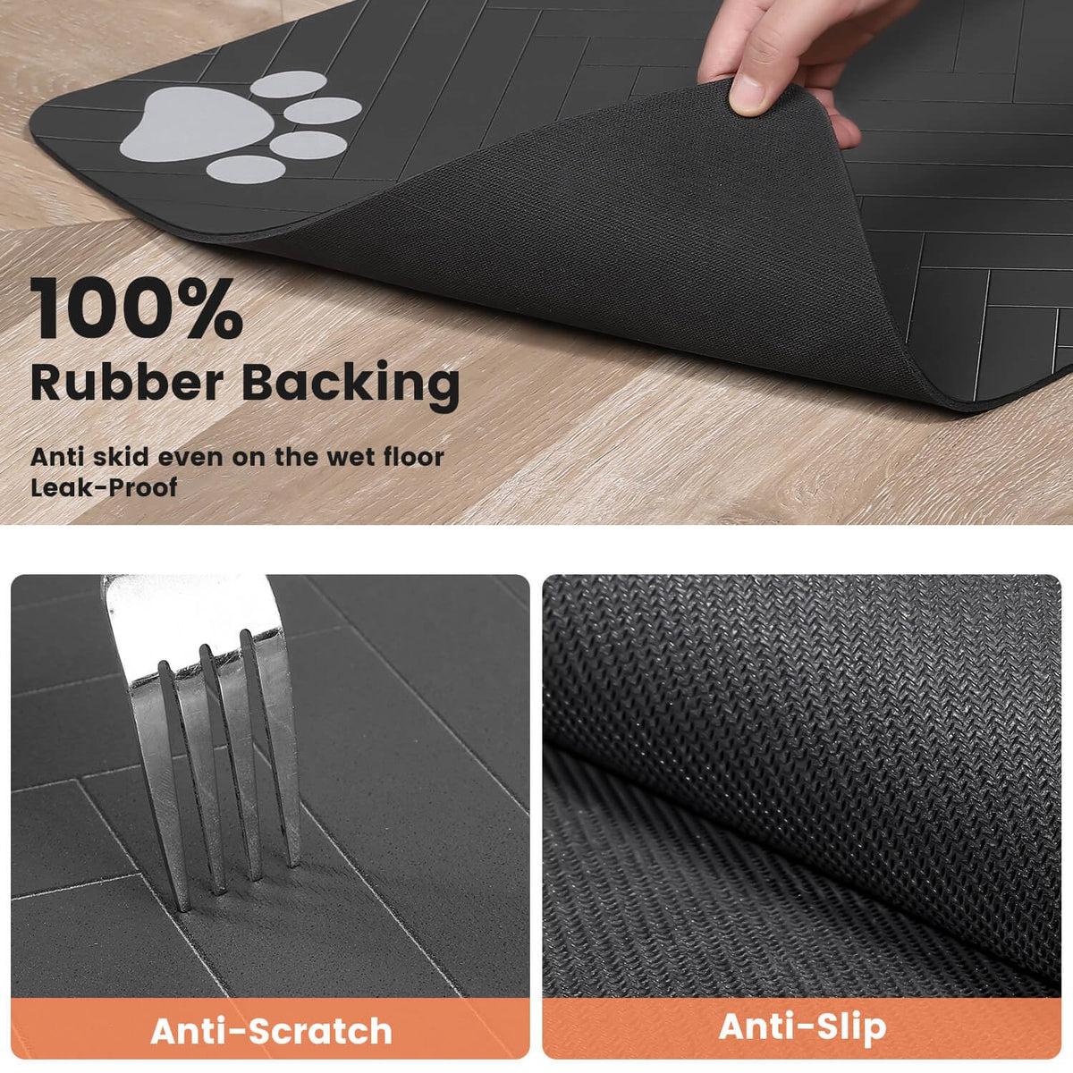 Pet Feeding Mat (Light Gray / 27"L x 17"W)