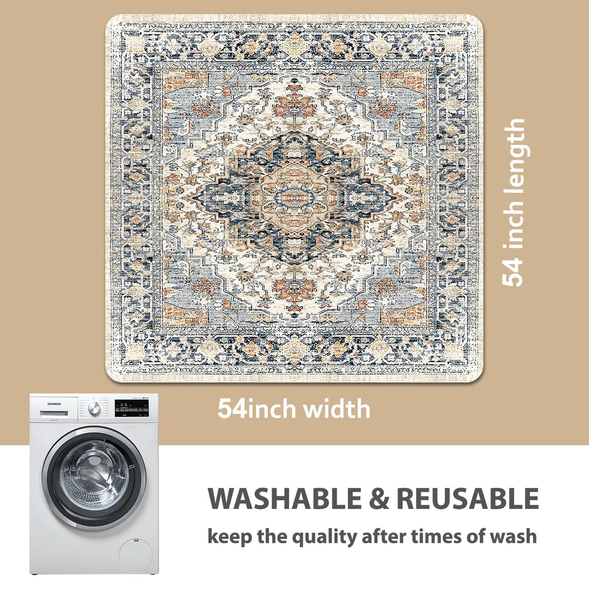 Washable Pee Pads for Dogs (54x54 Inch (Pack of 2) / Beige/Multi)