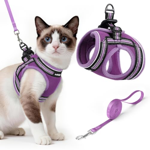 Cat Harness and Leash Set (L / Purple-Light Purple)