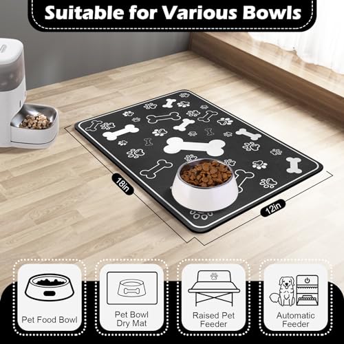 Pet Feeding Mat (18"L x 12"W / Square Black)