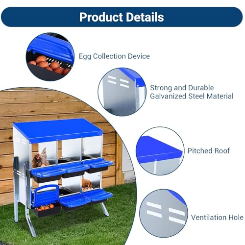 Chicken Nesting Boxes (35.4"L x 17.5"W x 9.1"H / Blue)
