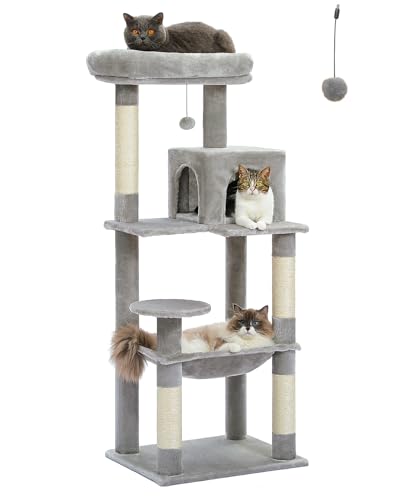 56.3" Cat Tree for Indoor Cats Large Adult with Hammock