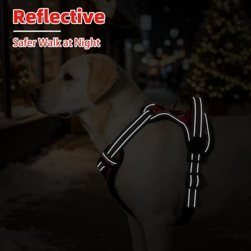 No Pull Christmas Dog Harness for Large (Red(Santa Claus) / Large)