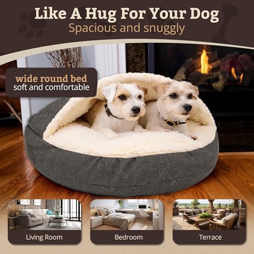 Cozy Cave Dog Bed (25.0"L x 25.0"W x 8.0"Th / Merlin Pewter)
