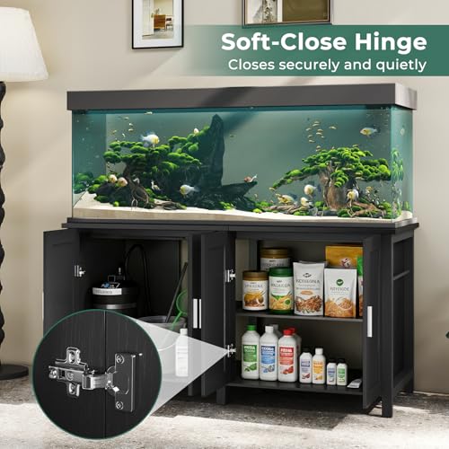 100 150 Gallon Fish Tank Stand Aquarium Stand with Cabinet Storage (Style1-Black / 60 inch)