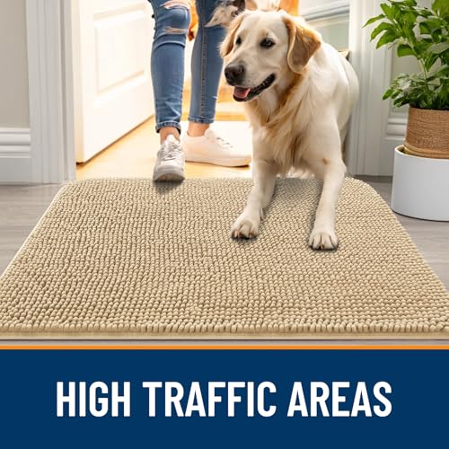 Dog Door Mat for Muddy Paws 35x24 (Beige / 35" X 24")