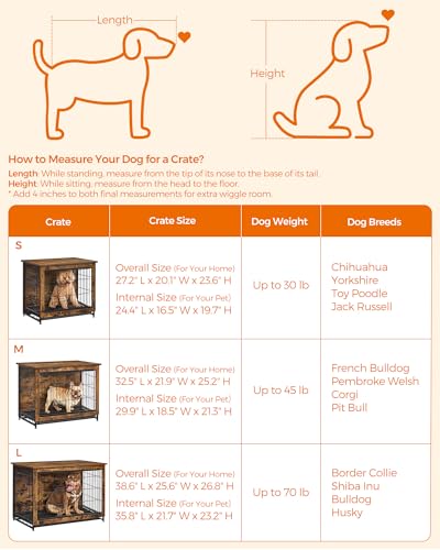 38.6" Dog Crate Furniture (Rustic Brown / 38.6"L x 25.6"W x 26.8"H)
