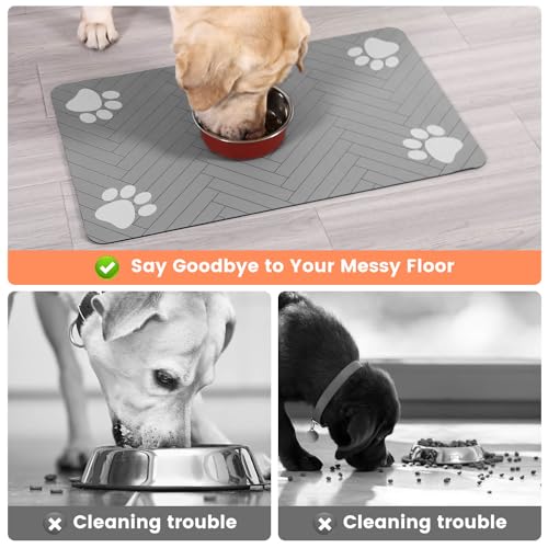Pet Feeding Mat (Light Gray / 32"L x 22"W)