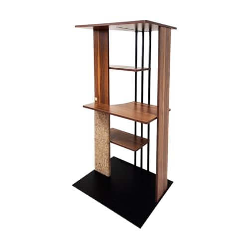 Cali Cat Tree 24″ x 18″ x 47″ with Scratching Post & 4 Platforms (Walnut)