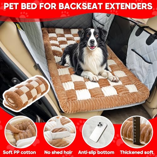 Dog Car Bed Mat Non (Brown and White / For Cars/ SUV/ Small Truck (50"×24.6"))