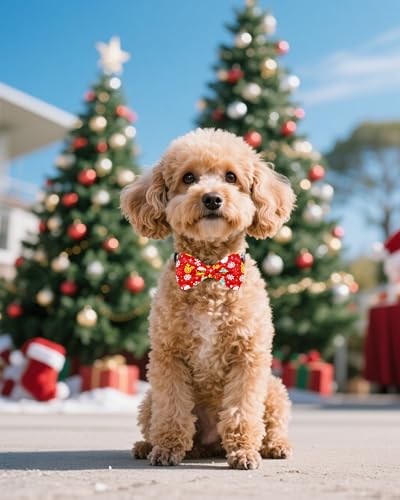 10 Pack Dog Bowties Christmas for Small Dogs Sliding on Collar (S/M)
