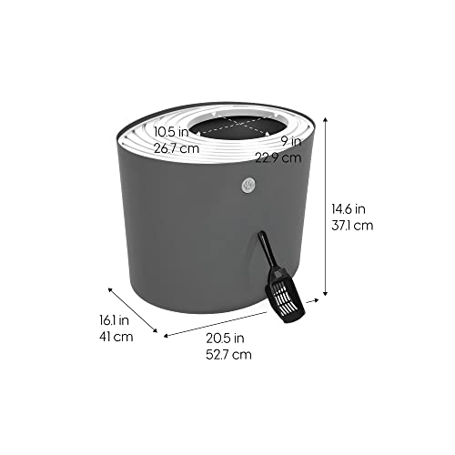 Top Entry Cat Litter Box (Top Entry / White/Gray)