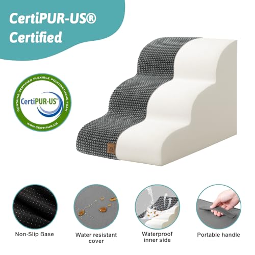 Dog Stair for Small Dog 15.7" H (Charcoal Grey / Standard:15.7"x22.4"x15.7")