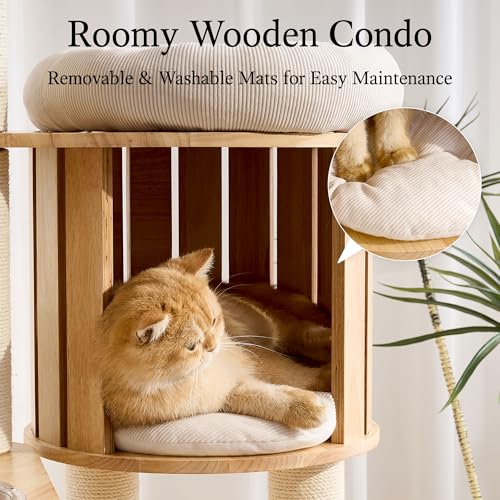 Wood Modern Cat Tree (62 Inch)