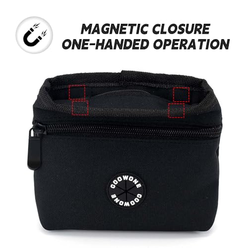 Dog Treat Pouch with Pet Training Clicker (Black)