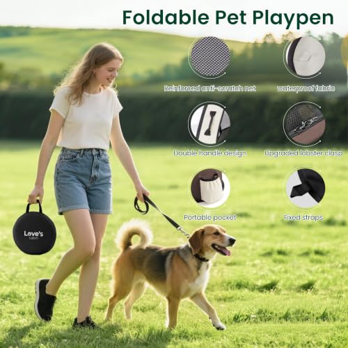 Pet Puppy Dog Playpen (Brown / Medium)