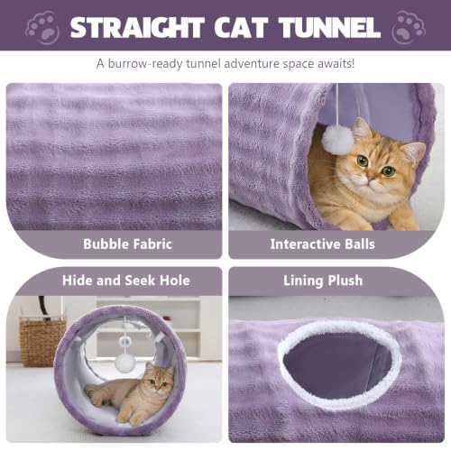 Straight Bubble Cat Tunnel for Indoor Cats 47"x12" (Dusty Purple / Straight)