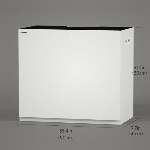 Wooden Aquarium Stand & Cabinet (W35.4xD19.7xH31.5in(90x50x80cm) / White)