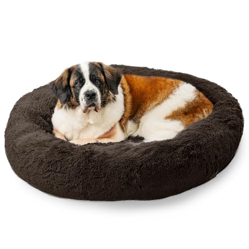 The Original Calming Donut Dog Bed for Extra (Dark Chocolate Shag / X-Large)