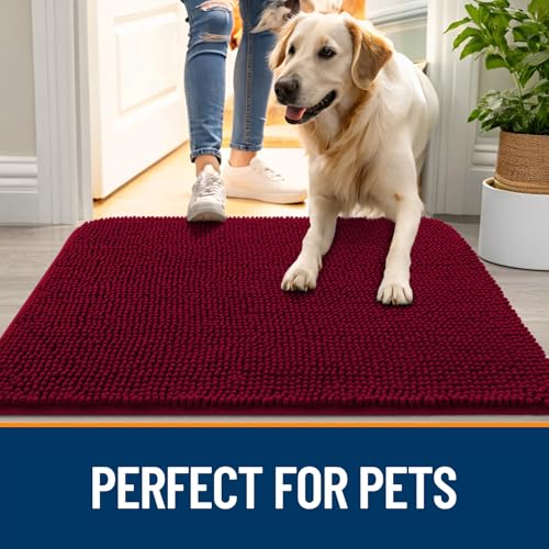Dog Door Mat for Muddy Paws 47x32 (Burgundy / 47" X 32")