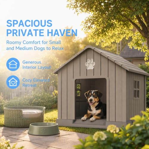 Dog House for Medium Size Dogs (Gray / 32.5''L x 33.7''W x 31.18''H)