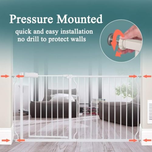 52.76 57.48" Extra Wide Pressure Mounted Baby Gate 30" Tall White (White / 52.76-57.48"/134-146cm)