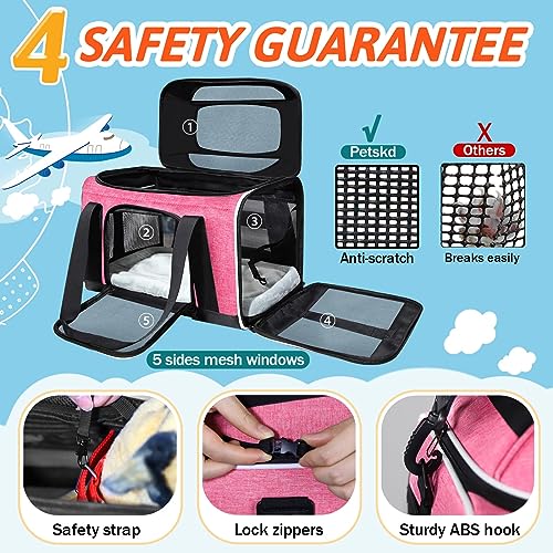 Top Expandable Small Pet Carrier 18"x13"x9.5" Airline Approved (18.0"L x 13.0"W x 9.5"H / Pink)