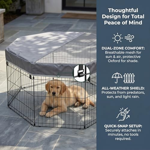 Octagonal Playpen Top Cover for 24" Side Metal Pet Pen (Gray / No Pen: 00-Inch High)