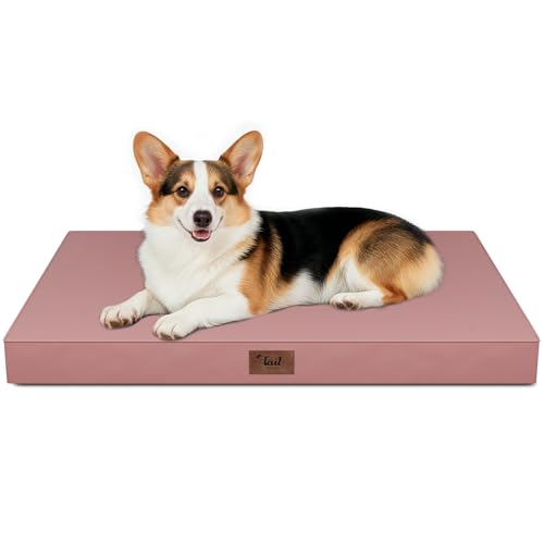 Outdoor Waterproof Orthopedic Dog Bed for Large Dogs (Pink / 36.0"L x 27.0"W x 3.0"Th)