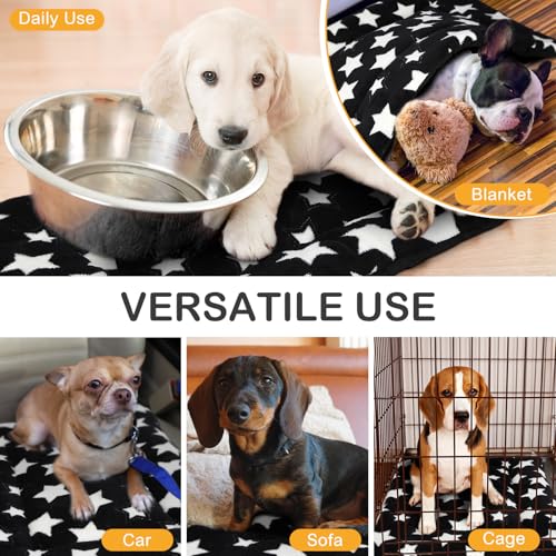 4 Pcs Dog Crate Pads Soft Warm (Rectangular 18 x 24 x 1.6 Inch / Star / Black)