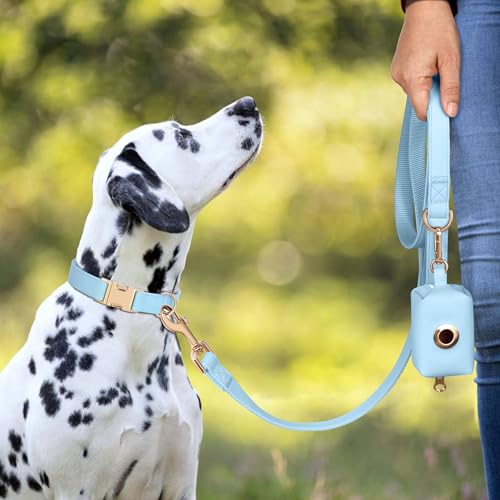 Soft PU Leather Dog Collar (L: Fit 16-27" Neck(55-110 lbs) / Blue)